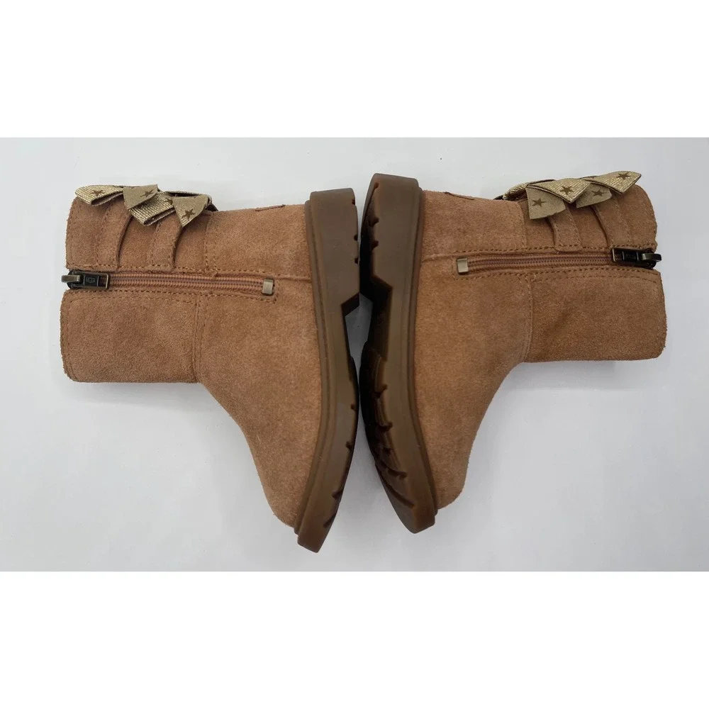UGG Keelan‎ Starry Night Toddler Boots tan Suede Metallic Bows 1115833T Size 7
